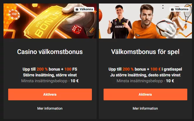 welcome bonuses